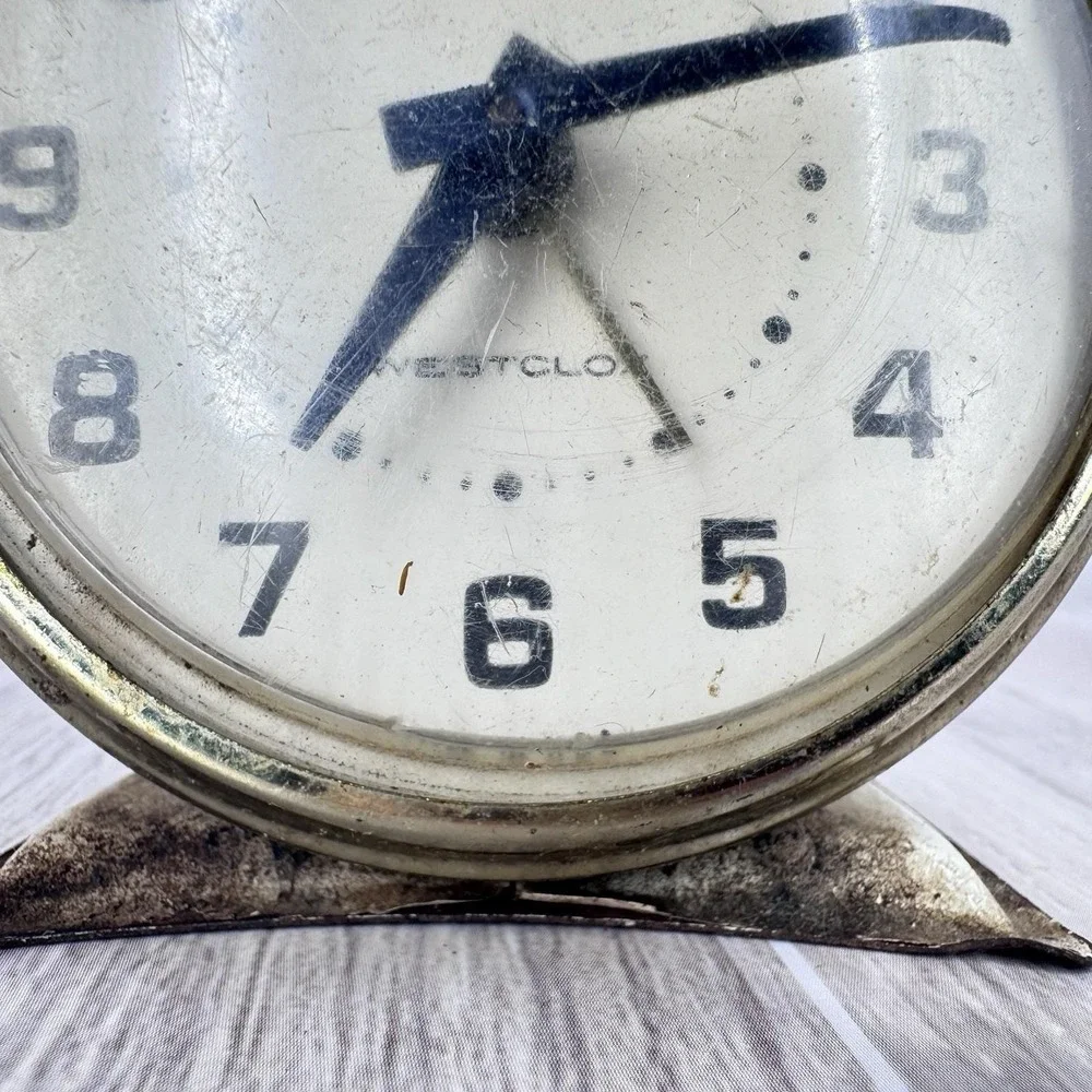Vintage Mechanical Wind Up Alarm Clock Ticks‎ Parts Repair Rustic Decor